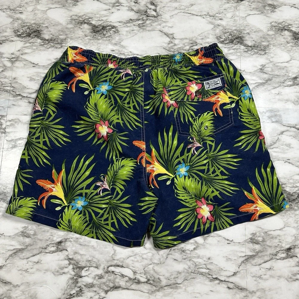 Polo Ralph Lauren Swimwear Trunks Shorts Mens Navy Blue Floral Size‎ XL